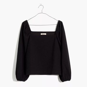 Madewell Crepe Square-Neck Puff-Sleeve Top